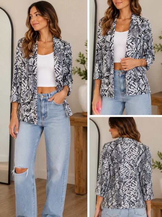Ellison Jackets & Blazers - Ellison Snakeskin Print Blazer Small Statement Jacket Office Chic